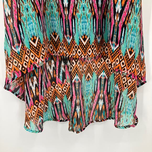 Rue 21 Multi-Color Tribal Lightweight Spaghetti Strap Hi Low Slip Dress READ - Picture 7 of 9